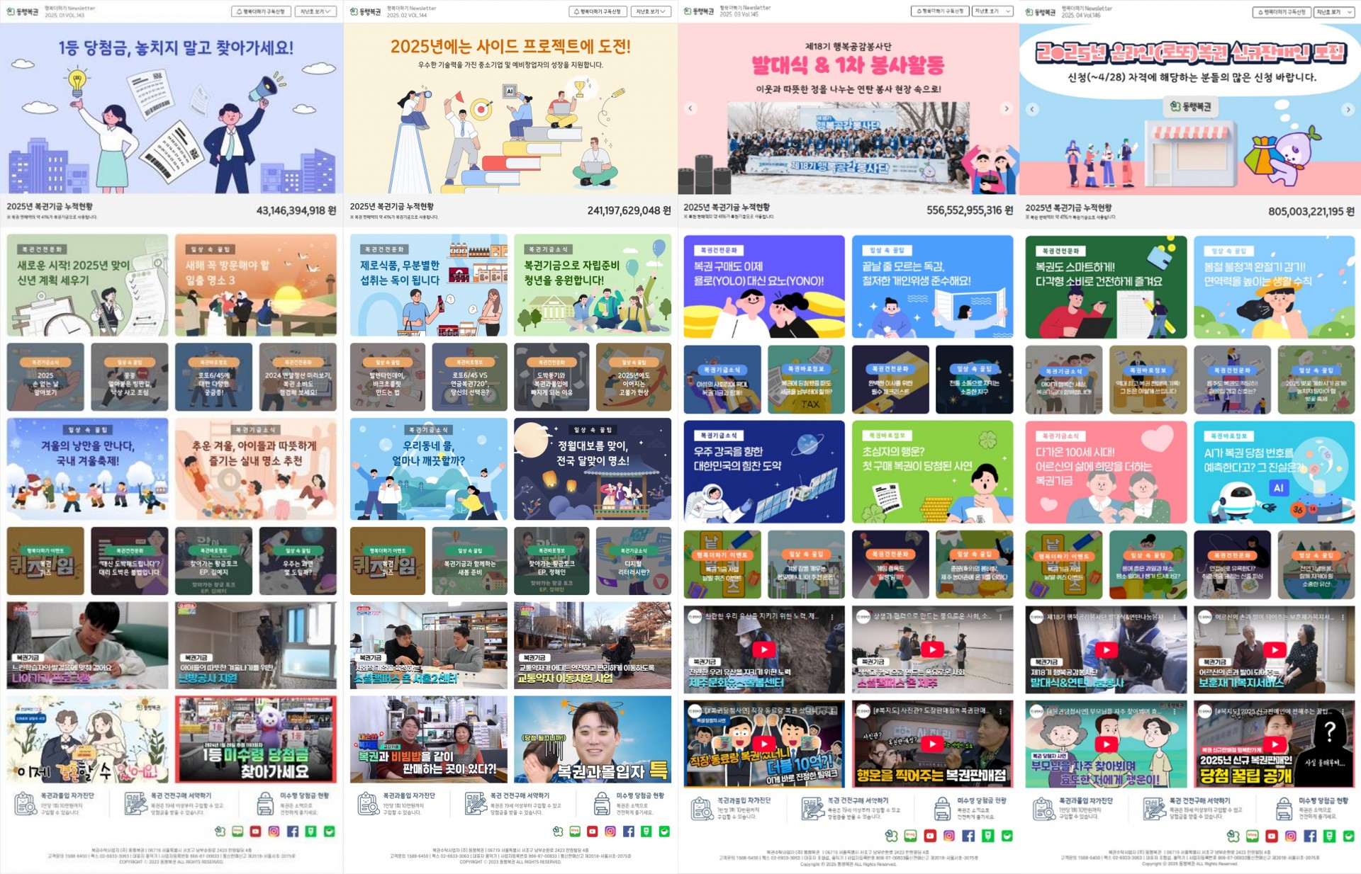 &lt;h5&gt;Results&lt;/h5&gt;
- 온라인 채널(블로그, 유튜브, 인스타그램 등) 운영으로 지속적 콘텐츠 노출 및 구독자 참여 확대&lt;br /&gt; 
- 채널별 스킨 제작 및 특성 고려 콘텐츠 기획으로 브랜드 일관성 유지 및 사용자 경험 개선&lt;br /&gt; 
- 블로그 이벤트 계획 수립, 운영으로 온라인 참여도 증대 및 바이럴 효과 창출&lt;br /&gt; 
- 매주 목·토 복권 추첨방송 라이브로 실시간 시청자 유입 및 채널 활성화&lt;br /&gt; 
- e-뉴스레터 콘텐츠 제작·발송으로 정기 구독자 대상 맞춤 정보 전달 